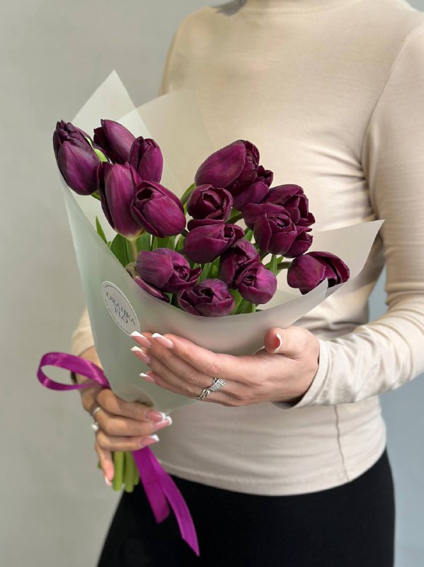 Букет фиолетовых тюльпанов сортовых, 15 шт