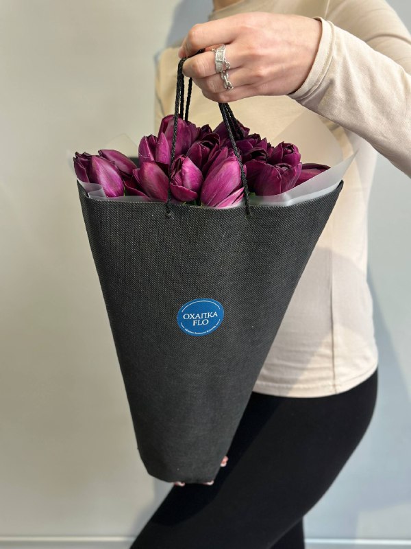 Букет фиолетовых тюльпанов сортовых, 15 шт